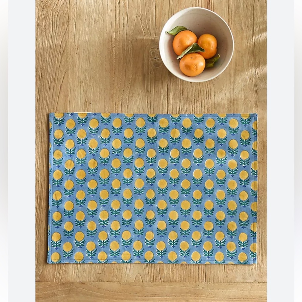 TERRAIN SOIL TO STUDIO NEW block-printed placemat -sunny leaf